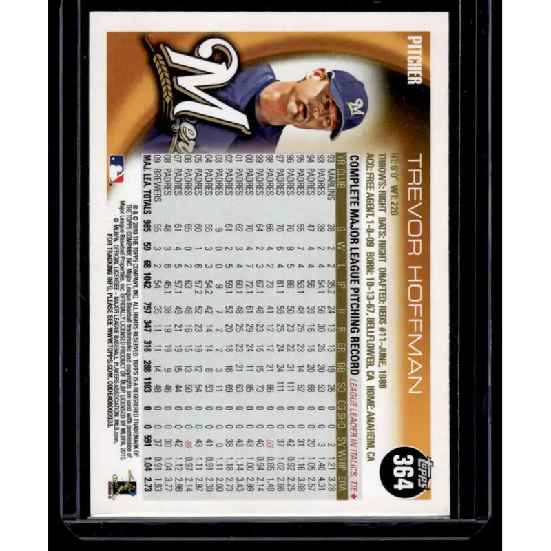 2010 Topps #364 Trevor Hoffman Milwaukee Brewers NM-MT Baseball Card - Baseball Card Single