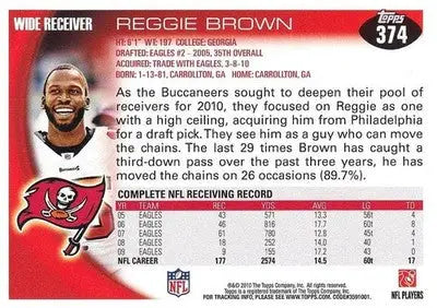 2010 Topps #374 Reggie Brown NM-MT Buccaneers ID:81371 - Football Card Single