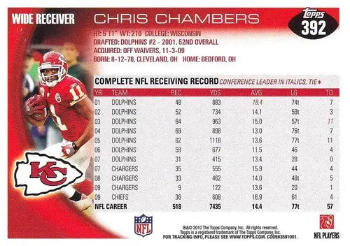 2010 Topps #392 Chris Chambers NM-MT Chiefs ID:81374 - Football Card Single