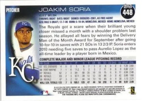 2010 Topps #448 Joakim Soria NM-MT Royals ID:70712 - Baseball Card Single