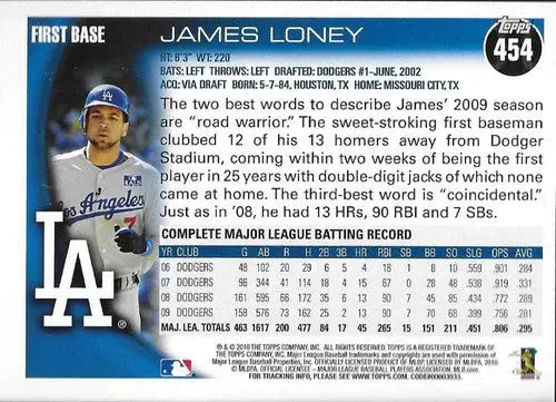 2010 Topps #454 James Loney NM-MT Dodgers - Baseball Card Single