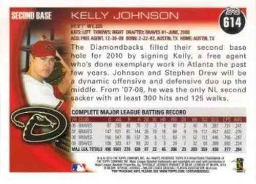 2010 Topps #614 Kelly Johnson NM-MT Diamondbacks ID:72195 - Baseball Card Single