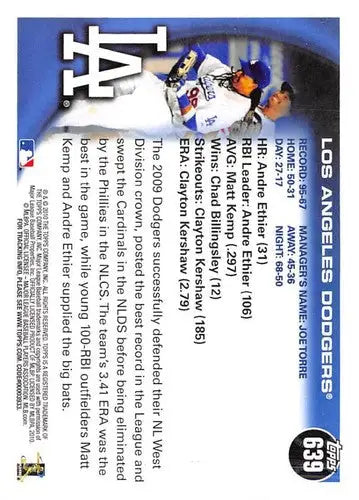 2010 Topps #639 Los Angeles Dodgers NM-MT Dodgers - Baseball Card Single