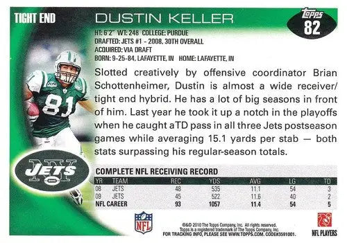 2010 Topps #82 Dustin Keller NM-MT NY Jets ID:81320 - Football Card Single