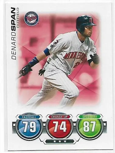 Original gloss Baseball trading card of Denard Span from Topps Attax 2010 Twins