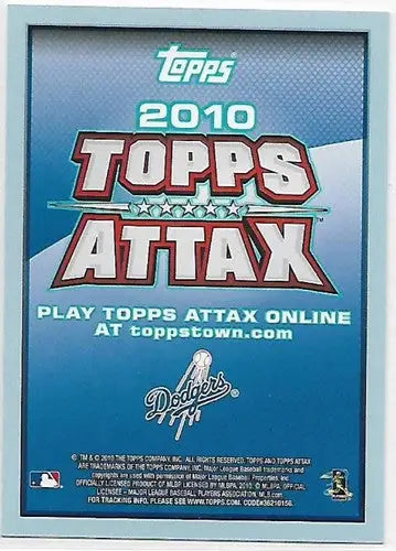 2010 Topps Attax Code Card featuring Matt Kemp Dodgers baseball card in mint condition