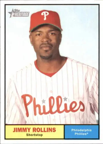 Original gloss 2010 Topps Heritage Jimmy Rollins Phillies baseball card image