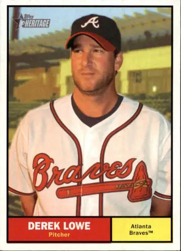 Original gloss 2010 Topps Heritage Derek Lowe baseball card Braves ID 72338