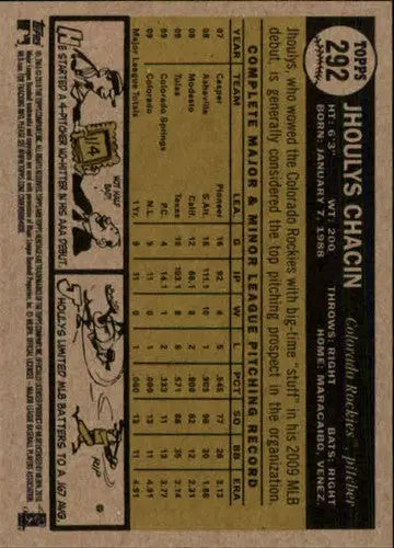 2010 Topps Heritage Jhoulys Chacin baseball card with original gloss Rockies ID 71746