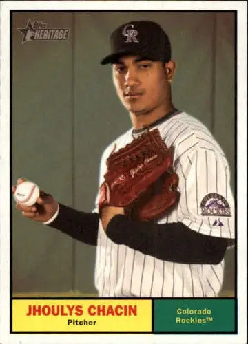Jhoulys Chacin baseball card from Topps Heritage with original gloss, NM-MT condition