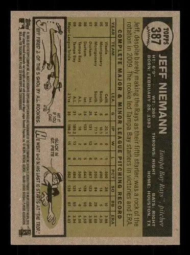 Vintage Jeff Niemann baseball card from Topps Heritage with original gloss Tampa Bay Rays