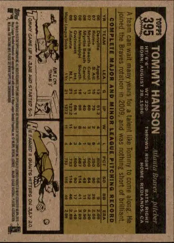 2010 Topps Heritage #395 Tommy Hanson NM-MT Braves ID:72106 - Baseball Card Single