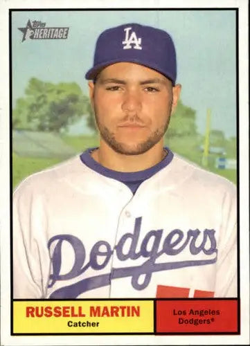2010 Topps Heritage Russell Martin baseball card with original gloss, near mint Dodgers