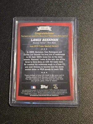 2010 Topps #PPR-LB Lance Berkman Peak Performance Relics - Baseball Card Single