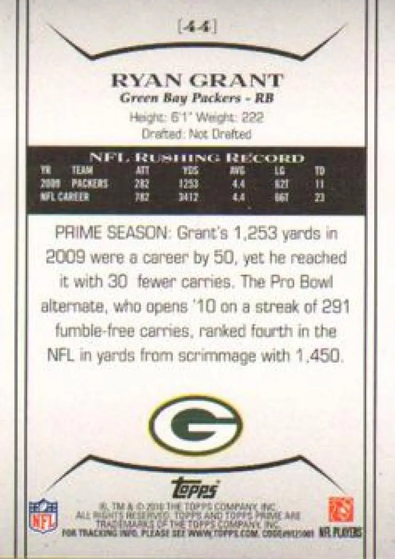 2010 Topps Prime #44 Ryan Grant NM-MT Packers ID:81437 - Football Card Single