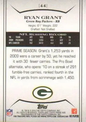 2010 Topps Prime #44 Ryan Grant NM-MT Packers ID:81437 - Football Card Single