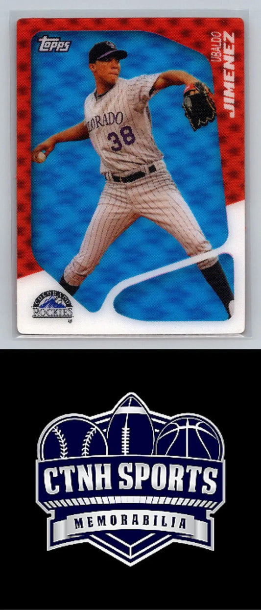 2010 Topps T14 Ubaldo Jimenez baseball card featuring the Colorado Rockies