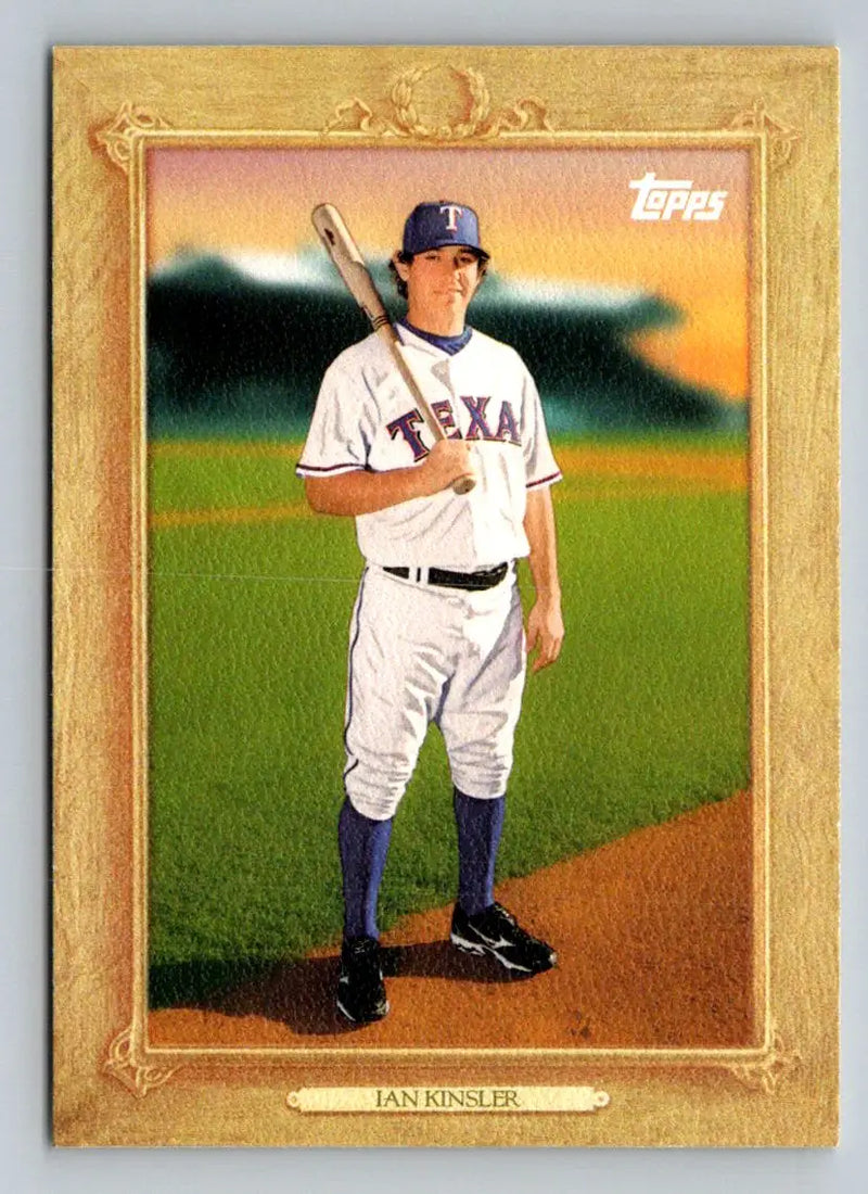 Framed 2010 Topps TR42 Ian Kinsler Turkey Red baseball card for Texas Rangers fans