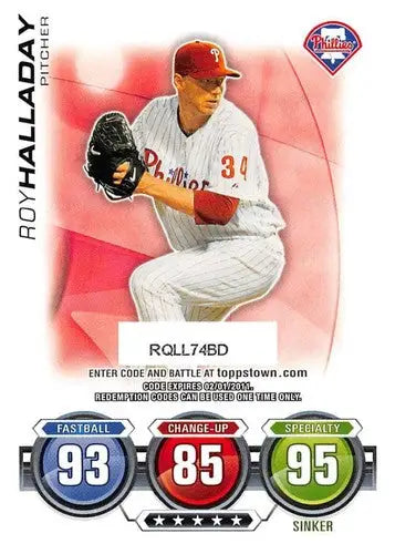 2010 Topps Update Attax Roy Halladay baseball card with update Attax code Phillies