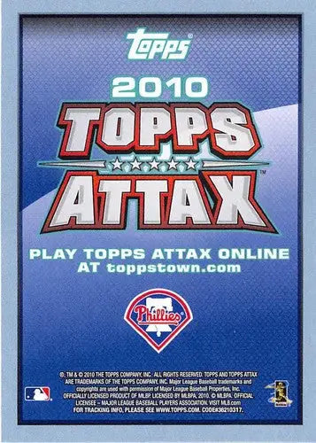 2010 Topps Update Attax back card with update Attax code for Roy Halladay Phillies