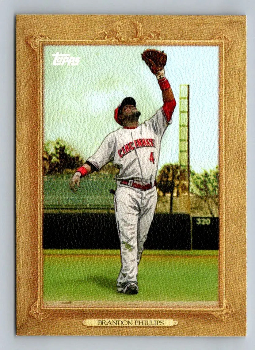 Framed baseball card of TR109 Brandon Phillips Turkey Red for Cincinnati Reds fans
