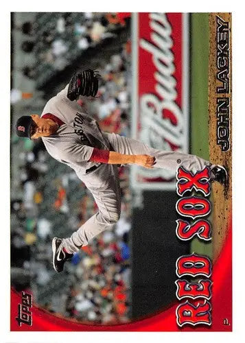 Original gloss of 2010 Topps Update John Lackey baseball trading card featuring a pitcher in motion