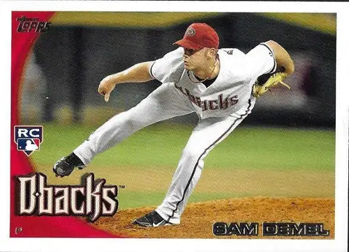 Original gloss baseball card of Sam Demel from 2010 Topps Update series