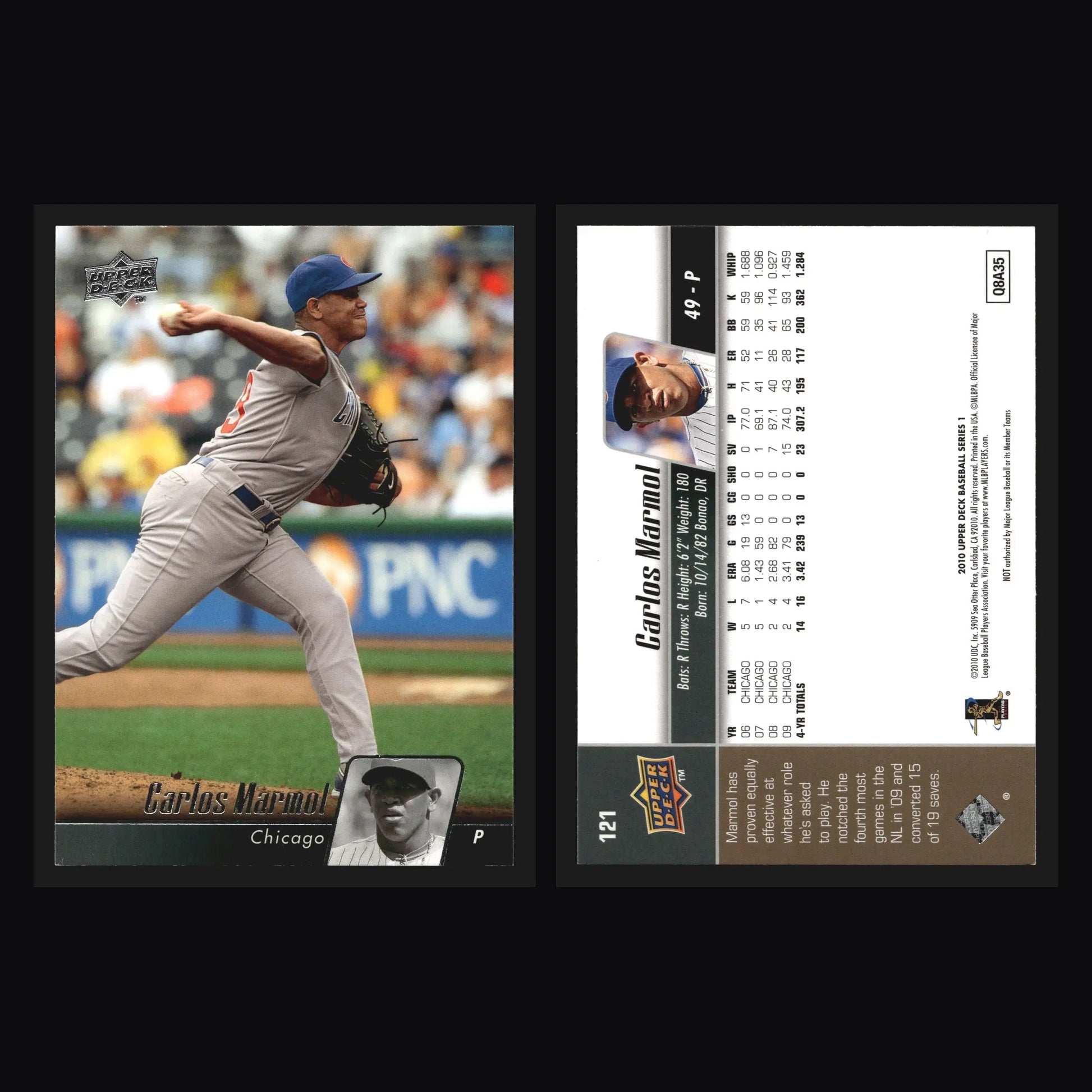 2010 Upper Deck #121 Carlos Marmol Chicago Cubs - Baseball Card Single