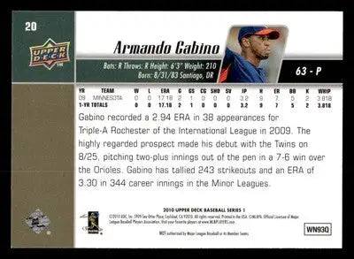 2010 Upper Deck #20 Armando Gabino - Baseball Card Single