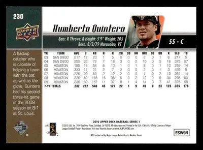 2010 Upper Deck #230 Humberto Quintero - Baseball Card Single
