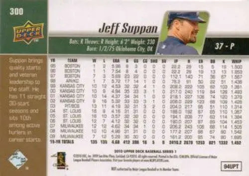 2010 Upper Deck #300 Jeff Suppan NMMT Brewers - Baseball Card Single