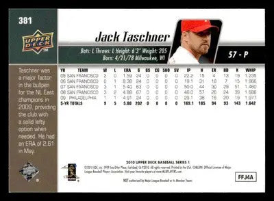 2010 Upper Deck #381 Jack Taschner - Baseball Card Single