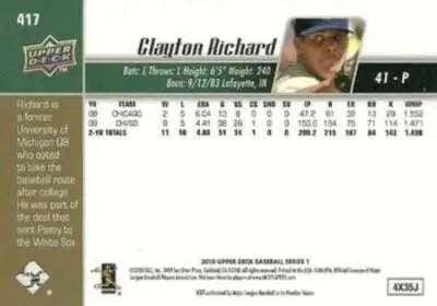 2010 Upper Deck Clayton Richard baseball card Padres with original gloss display