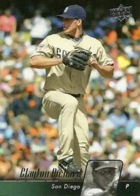 Original gloss of a baseball player pitching in the 2010 Upper Deck Clayton Richard Padres card