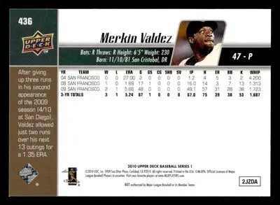 2010 Upper Deck #436 Merkin Valdez - Baseball Card Single