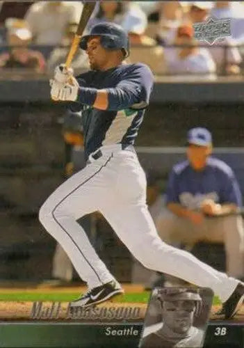 2010 Upper Deck Matt Tuiasosopo Baseball Card featuring a swinging batter and original gloss