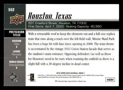 2010 Upper Deck #552 Astros Ballpark - Baseball Card Single
