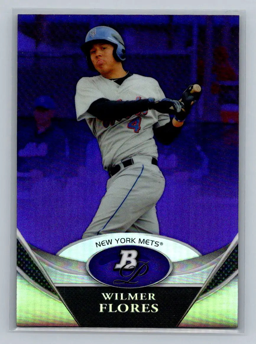 2011 Bowman Platinum BPP44 Wilmer Flores Purple Refractors New York Mets baseball card