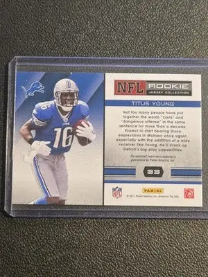 2011 Panini Absolute Memorabilia #33 Titus Young Rookie Jersey Collection - Football Card Single