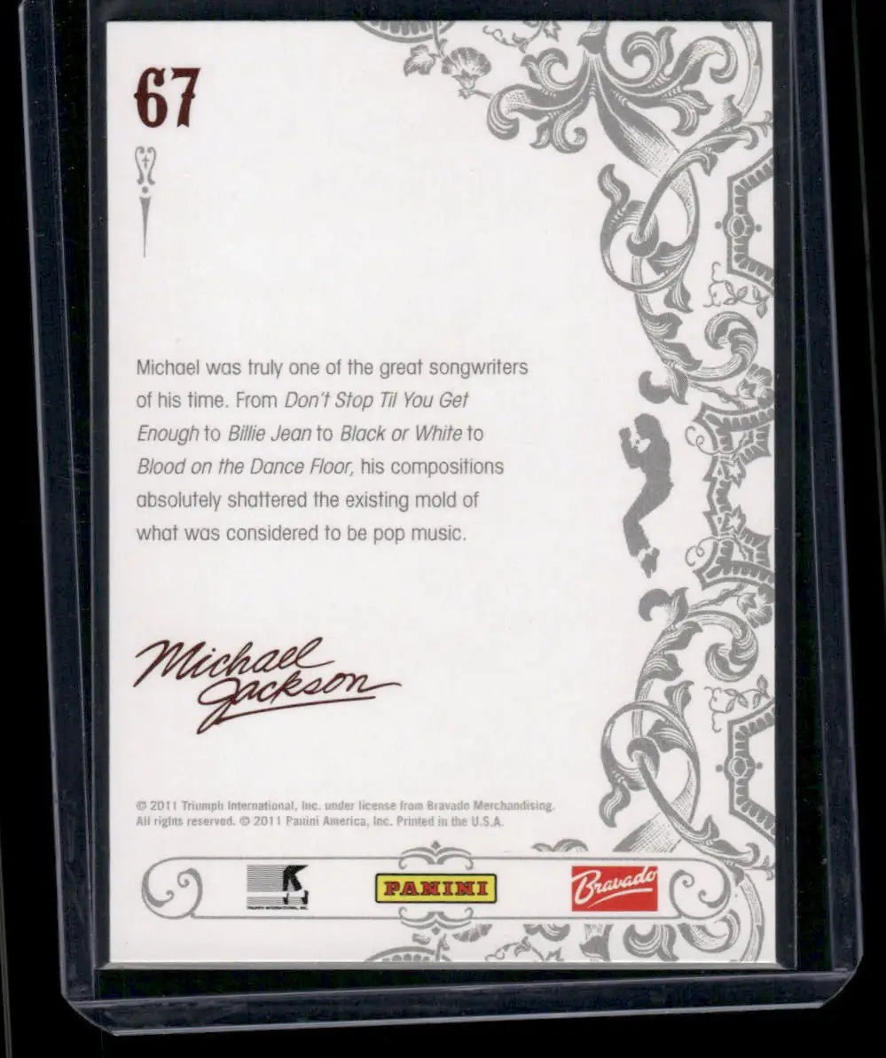 2011 Panini Michael Jackson Michael Jackson #67 - Music Card Single