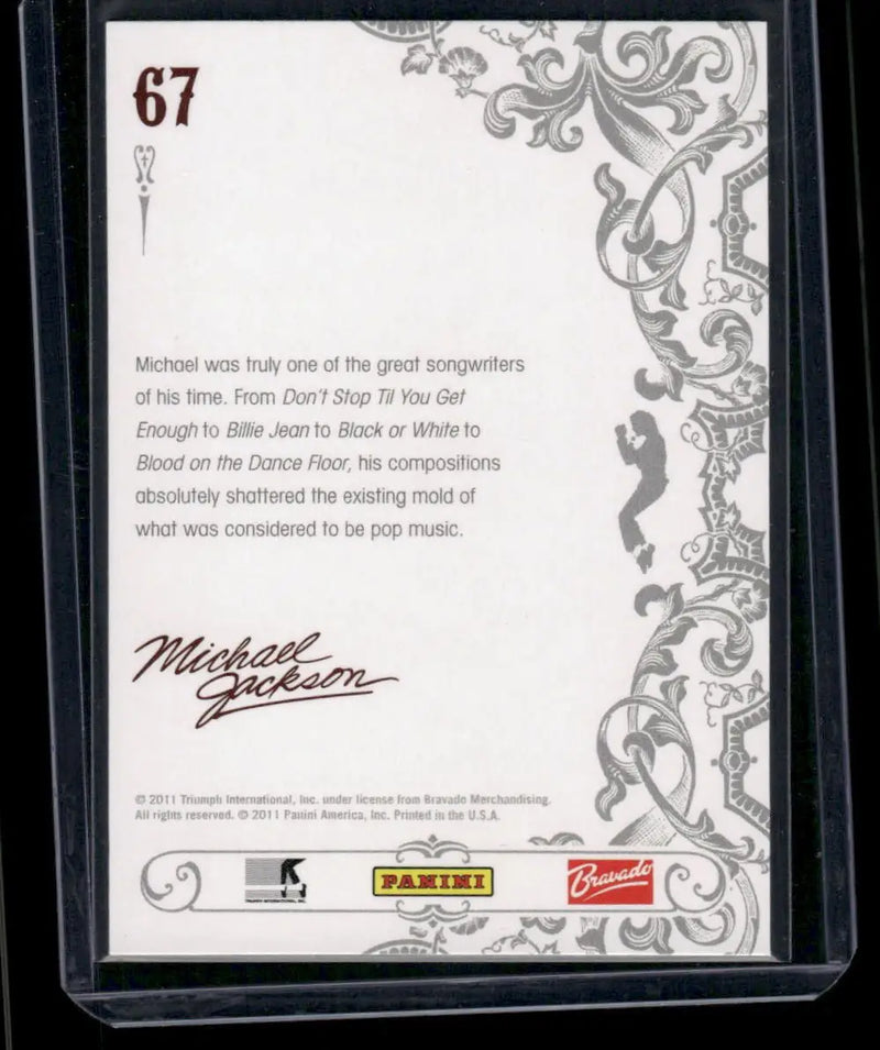2011 Panini Michael Jackson Michael Jackson #67 - Music Card Single