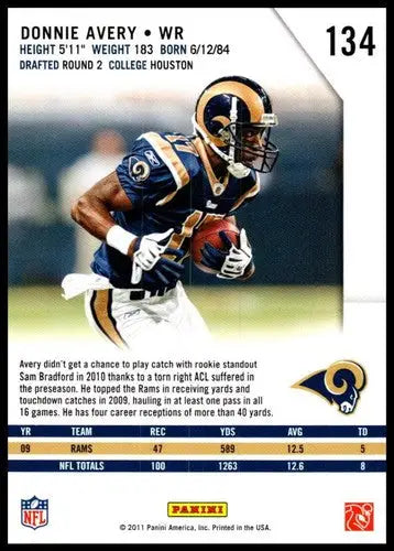 2011 Panini Rookies and Stars #134 Donnie Avery NM-MT Rams ID:81410 - Football Card Single