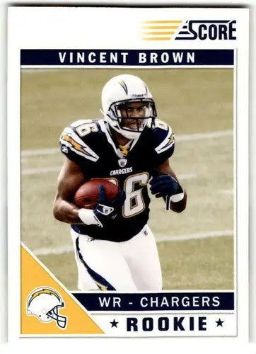Vincent Brown rookie football card from Panini Score 2011 featuring original gloss and NM-MT condition