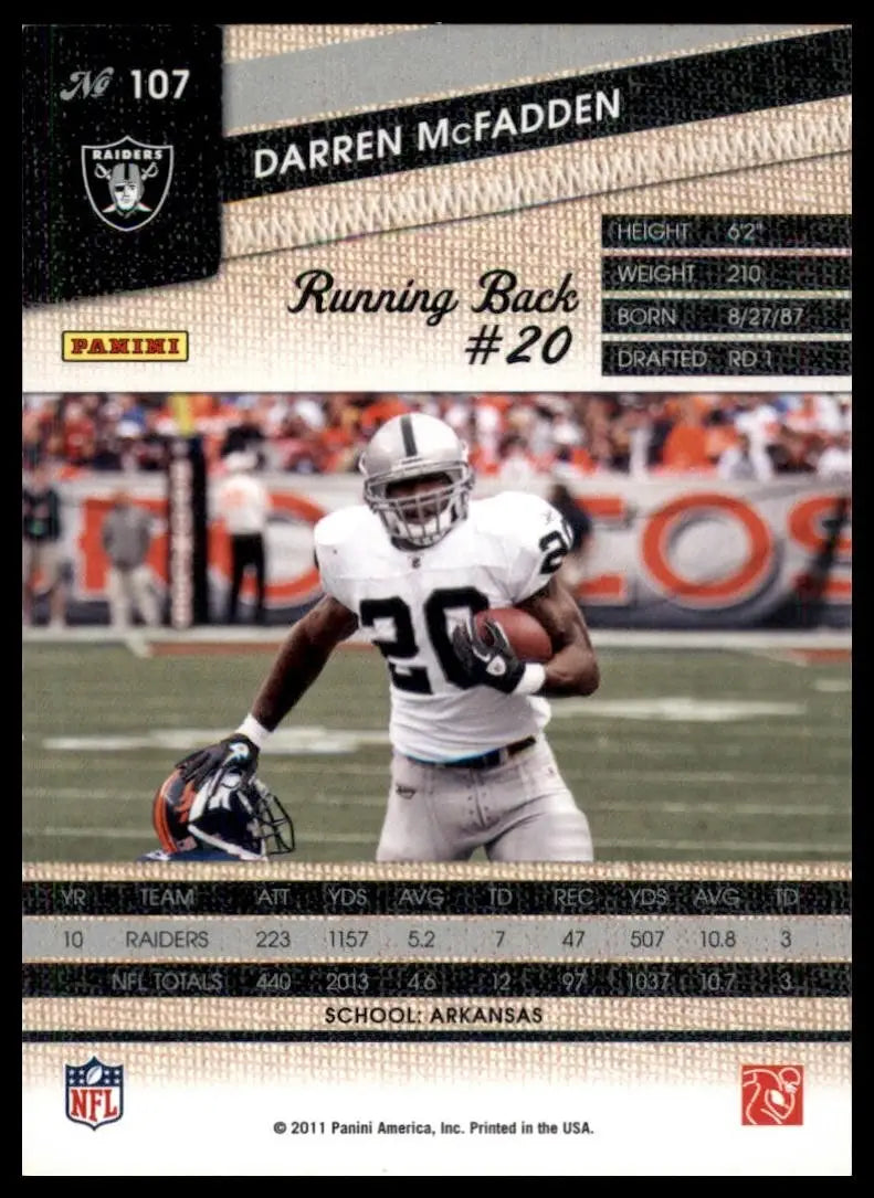 2011 Panini Threads Darren McFadden #107 Oakland Raiders Football Card NFL Sport - Football Card Single