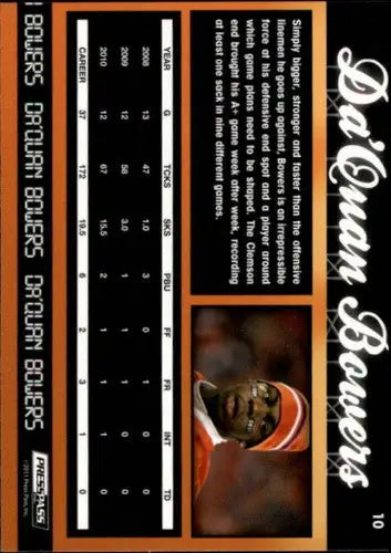 2011 Press Pass Da’Quan Bowers football card with original gloss NM-MT style