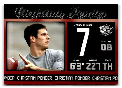 Football trading card of Christian Ponder from 2011 Press Pass with original gloss