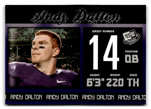 Original gloss Press Pass Andy Dalton football card from 2011 Press Pass series