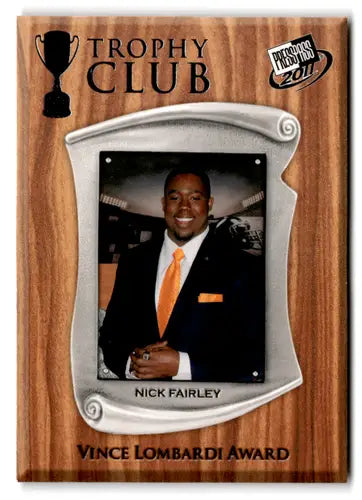 Press Pass Nick Fairley original gloss wooden plaque with metal frame and photo