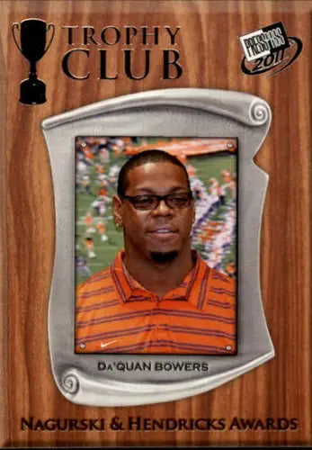 Wooden trophy plaque for 2011 Press Pass Da’Quan Bowers NM-MT collectible display