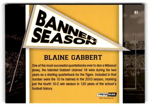 2011 Press Pass #81 Blaine Gabbert NM-MT ID:73649 - Football Card Single